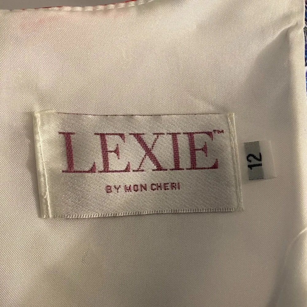 LEXIE BY MON CHERI CUTOUT SIDES LINED CRINOLINE SLIP SZ12 SLEEVELESS DRESS